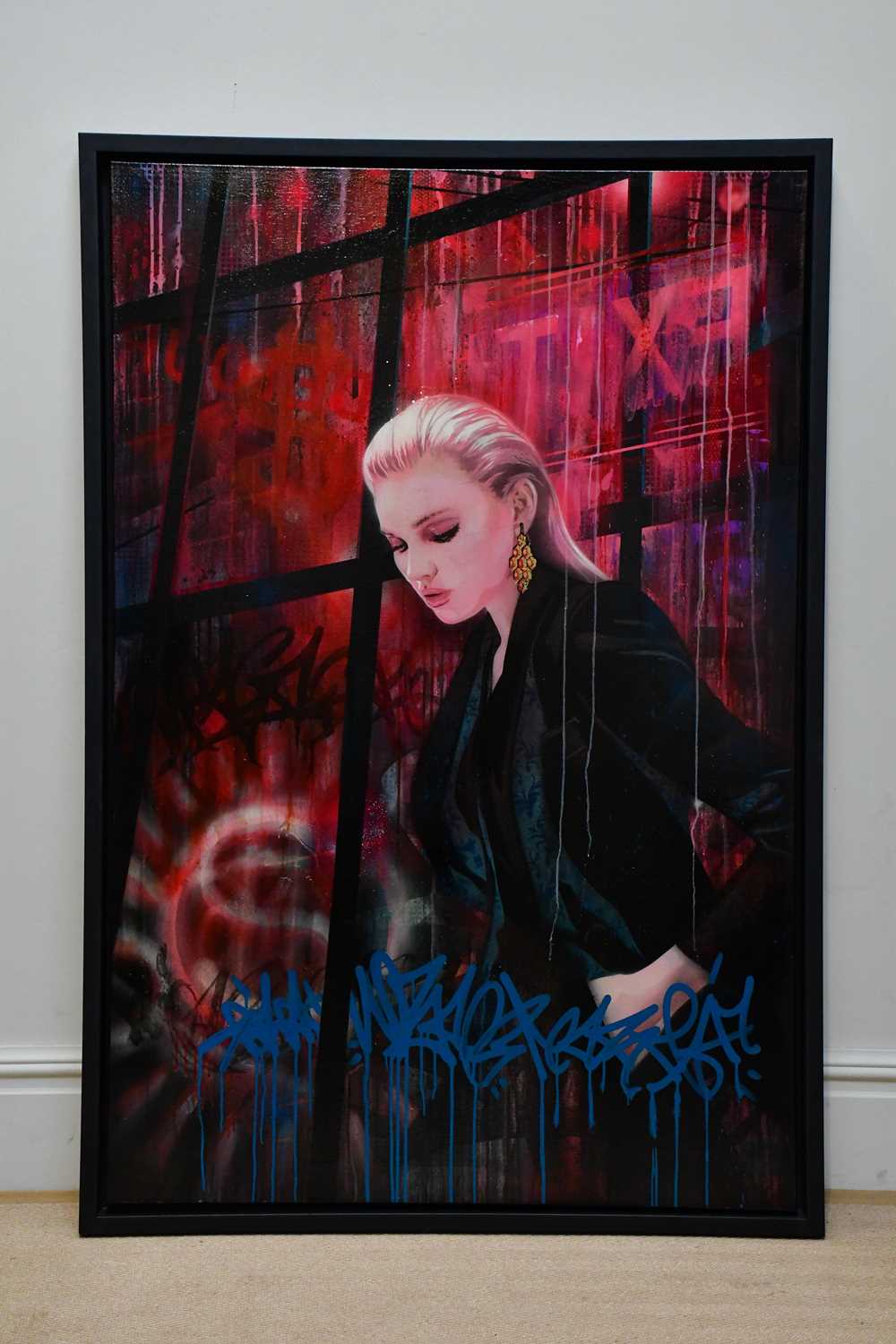 † TROIKA; oil on canvas, 'The Girl with the Ruby Earrings', signed verso, 150 x 100cm, framed.