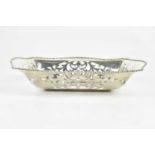 VINERS LTD; a George VI hallmarked silver bread basket with cast rim and pierced decoration,
