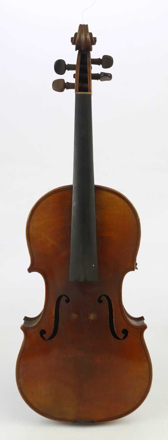 A full size French violin, Vuillaume copy with two-piece back length 36cm, with label 'Copie d'apres - Image 2 of 11