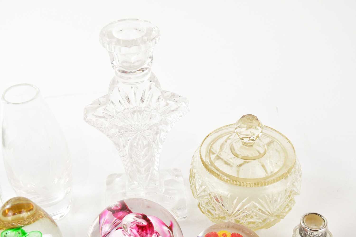 A collection of seven paperweights, together with further cut glass items and a hallmarked silver - Image 4 of 5