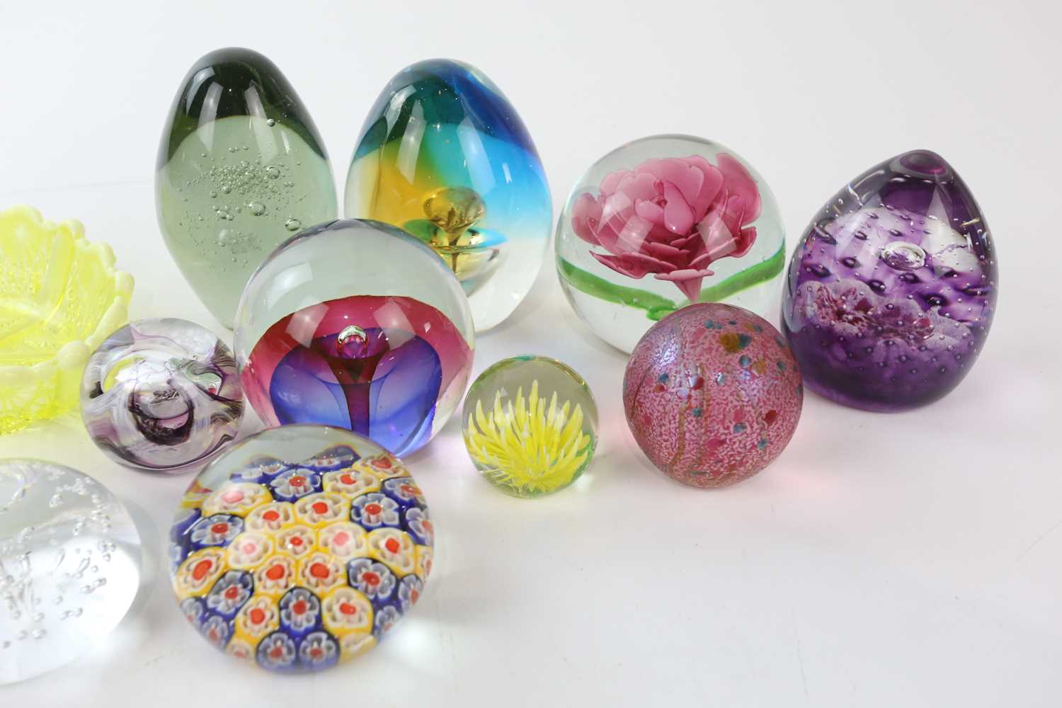 A collection of ten modern glass paperweights, tallest 11cm, including two Caithness examples, - Image 3 of 3