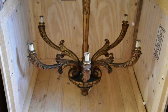 An Italian style carved gilt wood six branch ceiling light, height 157cm. - Image 4 of 7