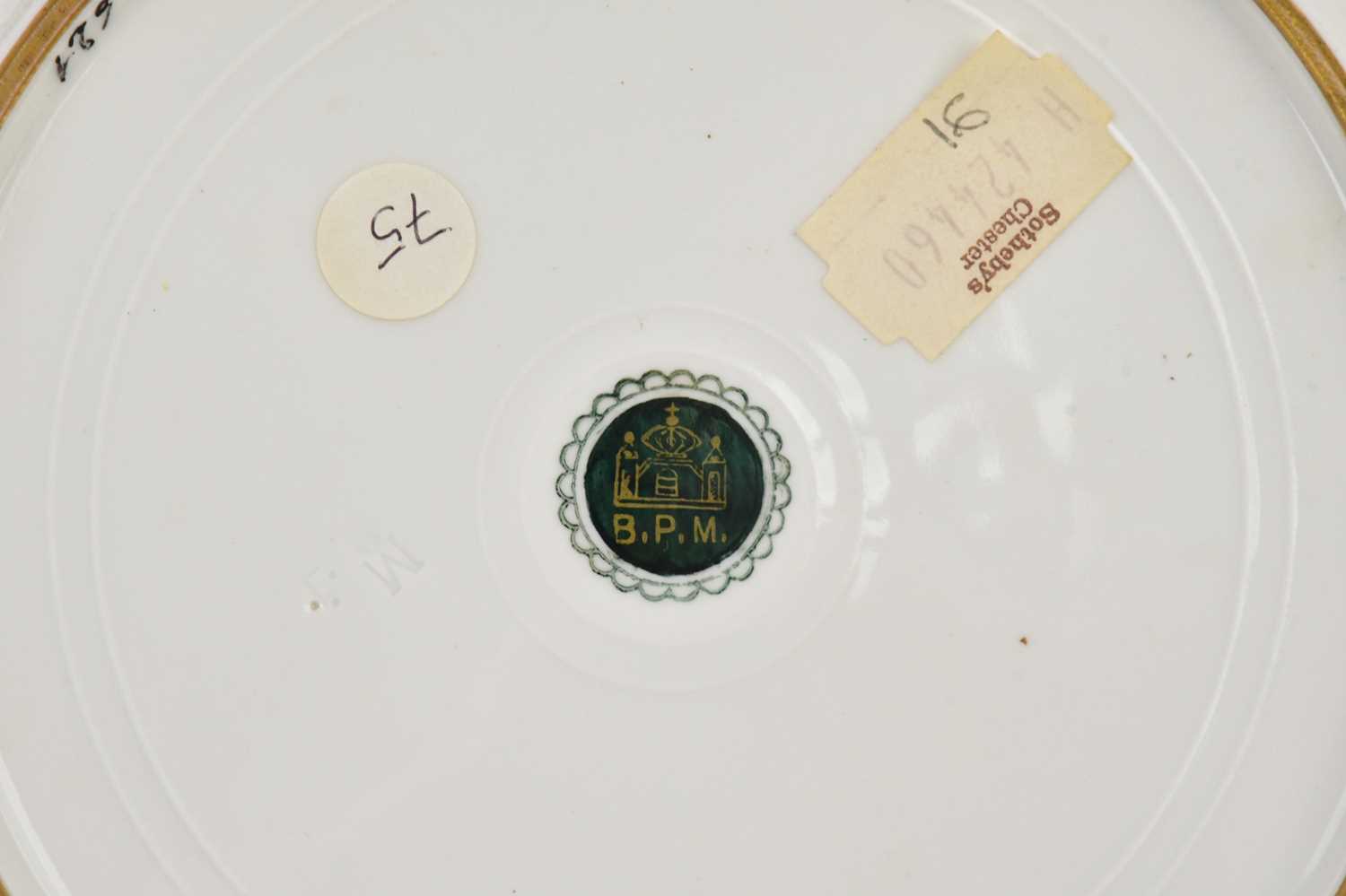 A BPM Berlin porcelain circular cabinet plate, the outer edge finely jewelled and painted with - Image 6 of 7