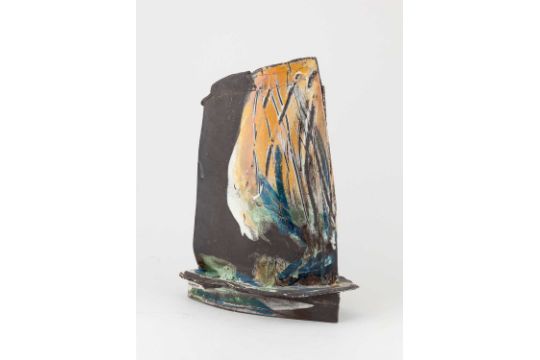 † DENNIS FARRELL (born 1949); 'Storm Light', an earthenware slab vessel decorated with polychrome - Image 4 of 10