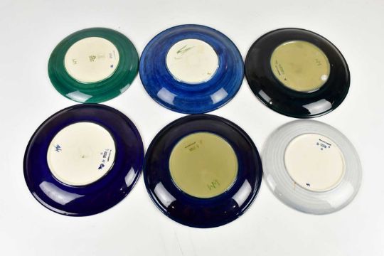 MOORCROFT; six assorted cabinet plates in various patterns, including an example in the 'Blue - Image 5 of 5