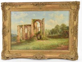 FREDERICK HENRY HENSHAW (1807-1891); a 19th century oil on canvas, rural scene depicting a ruin,