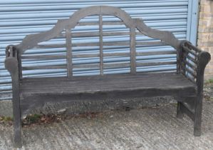 A modern teak Lutyens garden bench, width 160cm.