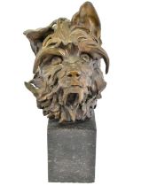 A 20th century bronze figure of a Yorkshire Terrier, on marble plinth base, indistinctly signed