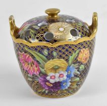SPODE; a 19th century pot-pourri/custard pot with pierced cover, pattern 1166, height 7cm. Condition