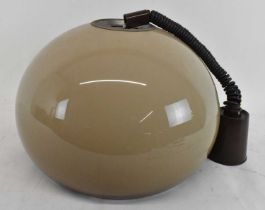 A 1970s Guzzini style chrome and plastic mushroom hanging ceiling light.