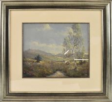 GARSTIN COX (1892-1933); early 20th century oil on board, 'Moorland', rural scene, gallery label
