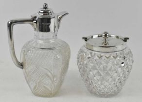 JOHN ROUND & SON LTD; a Victorian hallmarked silver mounted crystal glass claret jug, Sheffield