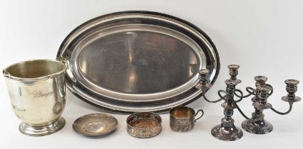 A small quantity of silver plated items, including a large José Alexandre German oval dish, width