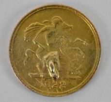 A George V 1922 quarter sovereign, with soldered mark to front, approx 1.9g.