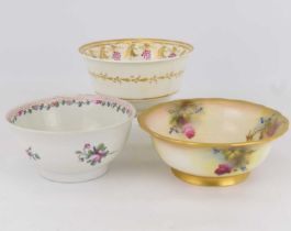 GLADYS FARLEY FOR ROYAL WORCESTER; a small hand painted bowl decorated with garden flowers, mostly