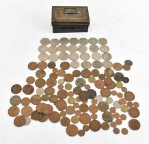 A quantity of sundry coinage comprising approximately twenty half crowns including two silver half