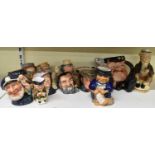 ROYAL DOULTON; a group of nine ceramic character jugs including 'Queen Elizabeth I of England',