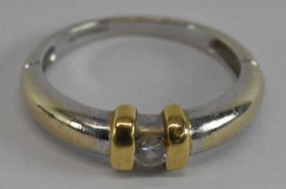 CHRISTOPHER WHARTON; an 18ct white and yellow gold single stone diamond ring, size N, approx 3.7g.