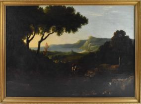 UNATTRIBUTED; 19th century oil on canvas, extensive pastoral landscape, 65 x 90cm, framed with Frost
