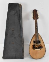 An early 20th century Italian 'Il Globo' eight string bowl back mandolin with inlaid and mother of