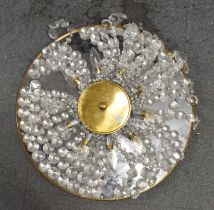 A modern cut glass drop circular ceiling light, diameter approx 60cm.