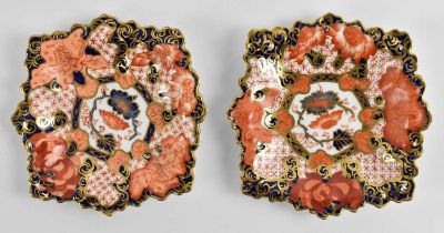 ROYAL CROWN DERBY; a pair of Imari decorated pin dishes, both 11 x 11cm.