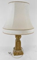 A modern contemporary stylised gilt wood table lamp, height to top of fitment approx 50cm.