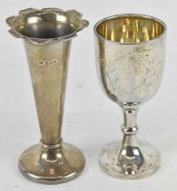 ALEXANDER SMITH; an Elizabeth II hallmarked silver goblet, Birmingham 1958, height 11.5cm, approx