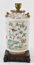 A 19th century Chinese Canton Famille Rose porcelain table lamp, height to top of fitment 26cm.
