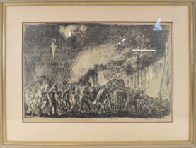SIR FRANK WILLIAM BRANGWYN (1867-1956); large lithograph, crowd scene, signed in pencil to the