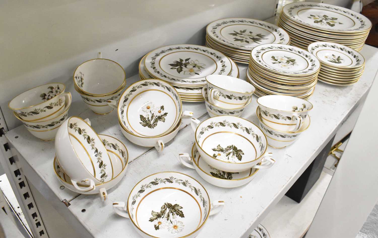 ROYAL WORCESTER; a part tea and dinner service decorated in the 'Bernina' pattern, comprising