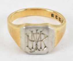 An 18ct yellow gold gentleman's signet ring, size L, approx 7g.