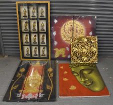 A mixed lot of Oriental interest including montage of twelve figures, various pictures, wall