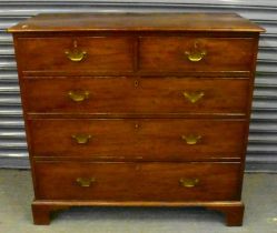 A 19th century chest of two short over three long drawers, on bracket feet, width 108cm, height