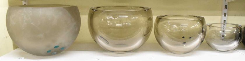 † ANNA TORFS; a graduated set of four circular glass bowl sculptures, all signed to base '2002, Anna