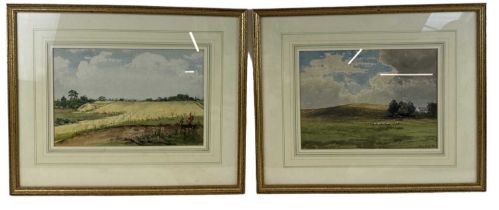 GEORGE STANFIELD WALTERS; watercolour, rural scene of sheep in a field, signed lower right, 20 x