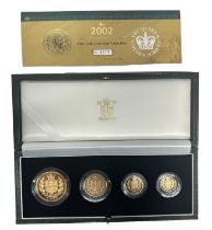 THE ROYAL MINT; a 2002 Queen's Golden Jubilee four gold proof coin sovereign set comprising half
