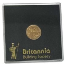 A Britannia Building Society 1/10oz fine gold coin, cased.