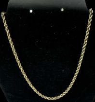 A 9ct yellow gold rope twist necklace, length 47cm, approx 6.6g.