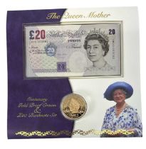 THE ROYAL MINT; a Queen Elizabeth II 2000 Queen Mother Centenery Anniversary five pound gold coin,
