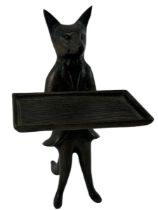A bronze novelty model of a fox waiter holding a tray, height 17.5cm.