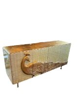 SALBINI; A modern contemporary hardstone effect two door carrera peacock luxury sideboard, with