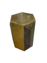 RUPERT BEVAN; a modern contemporary gilt metal cladded hexagonal occasional table, height 65cm,