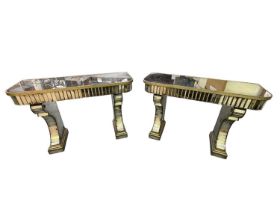 JOHN RICHARDS FINE FURNITURE; a pair of 20th century contemporary mirrored console tables, width