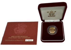 THE ROYAL MINT; a 2005 gold proof half sovereign, cased.