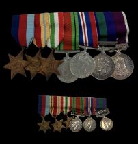 A set of seven WWI and WWII medals, including the 1939-45 Star, the Africa Star, the Italy Star, the