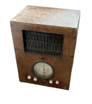 A large vintage walnut veneered radio, width 41cm.