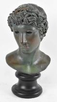 A modern resin bust of a classical figure, indistinctly marked to the reverse, height 41cm.