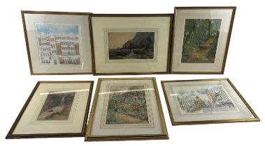 A group of eighteen decorative prints and watercolours, including two watercolours by Joanne