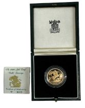 THE ROYAL MINT; a 1990 gold proof double sovereign, numbered 0075, cased.